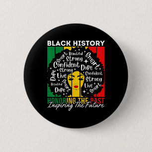 Badge Rond 5 Cm Fille afro honorant le passé inspirant le futur Bl