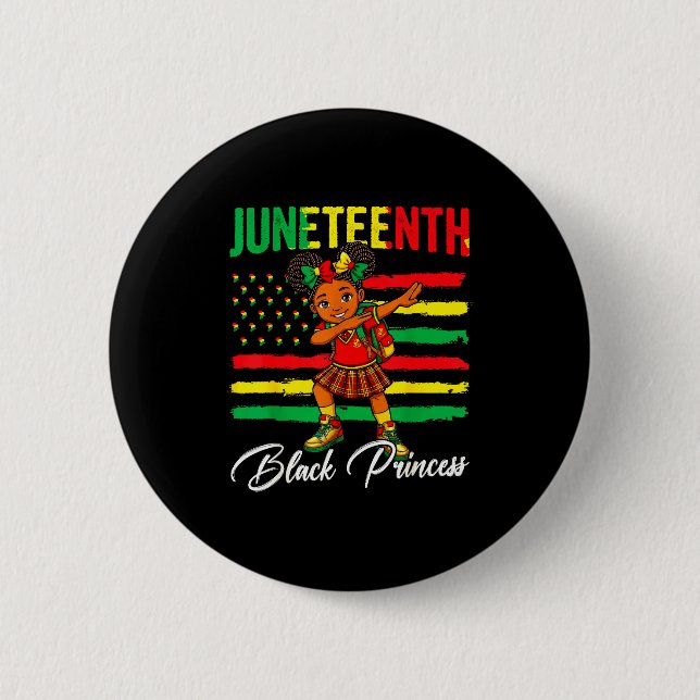 Badge Rond 5 Cm Fille afro Juneteenth faisant le dab princesse noi (Devant)