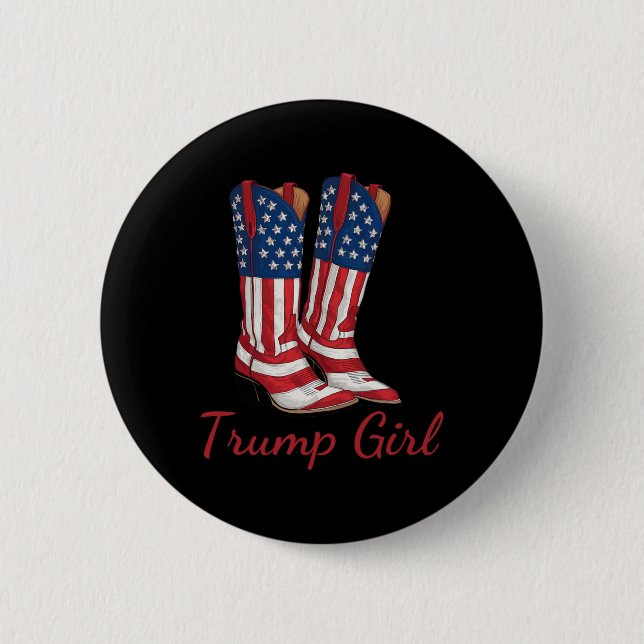 Badge Rond 5 Cm Fille Américaine Drapeau Voter Trump Fille Républi (Devant)