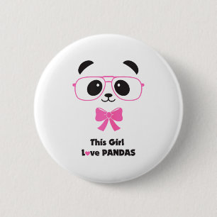 Badge Rond 5 Cm Fille amusante aimant les pandas Gles Bow Femmes