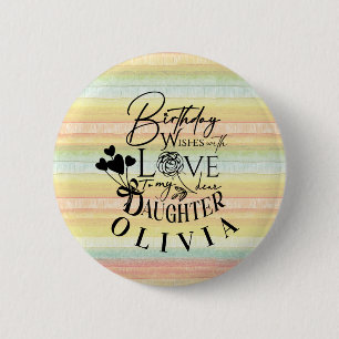 Badge Rond 5 Cm Fille  Anniversaire Calligraphie Nom personnalisé 