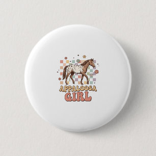 Badge Rond 5 Cm Fille Appaloosa Vintage Cheval Occidental T-Shirt