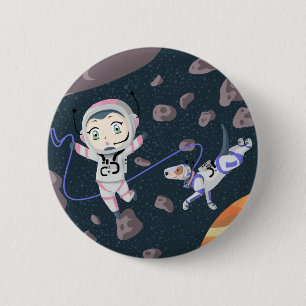 Badge Rond 5 Cm Fille Astéroïde