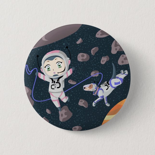 Badge Rond 5 Cm Fille Astéroïde (Devant)