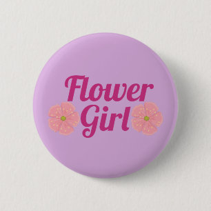 Badge Rond 5 Cm Fille aux fleurs