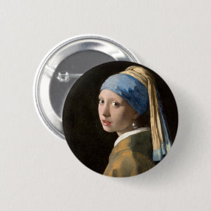 Badge Rond 5 Cm Fille avec une Pearl Earing Party Décorations