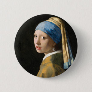 Badge Rond 5 Cm Fille avec une perle à oreille par Johannes Verme