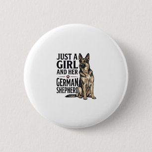 Badge Rond 5 Cm Fille Berger Allemand Gravure Vintage Amoureux des