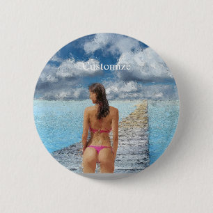 Badge Rond 5 Cm Fille Bikini Thunder_Cove