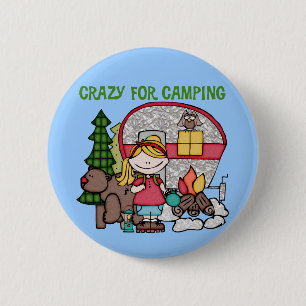 Badge Rond 5 Cm Fille blonde folle pour camper