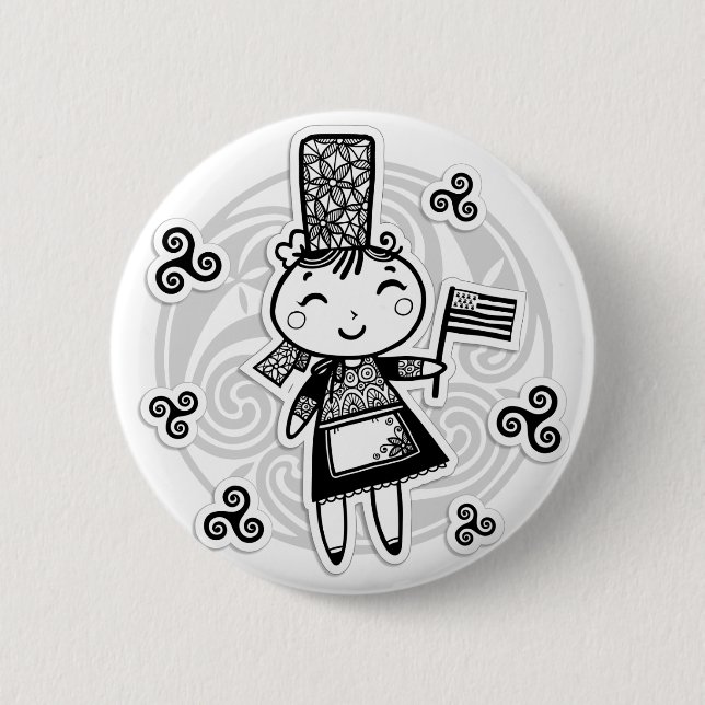 Badge Rond 5 Cm Fille bretonne (Devant)