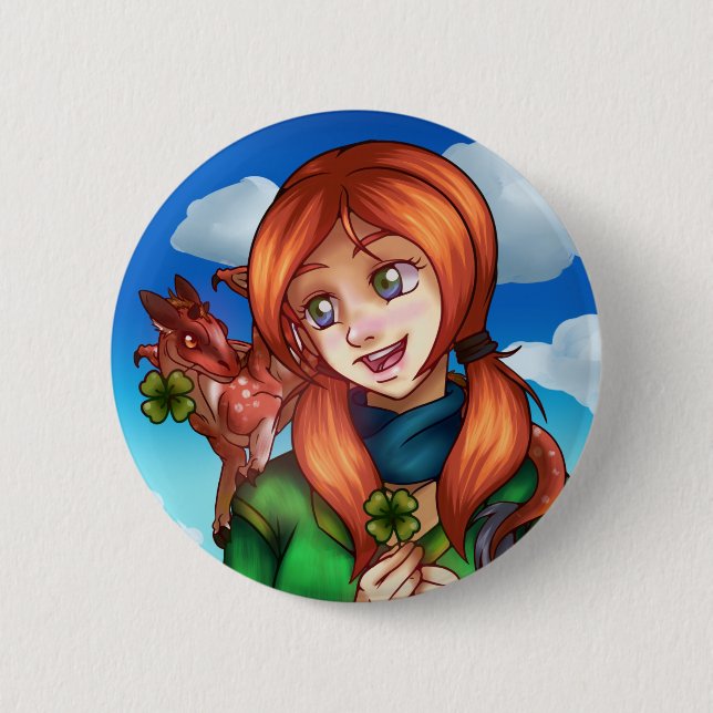Badge Rond 5 Cm Fille chanceuse (Devant)