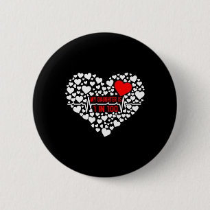Badge Rond 5 Cm Fille Chd Guerrier Maman Maladie cardiaque congéni