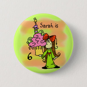Badge Rond 5 Cm Fille customisée avec le bouton d'anniversaire de