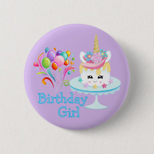 Badge Rond 5 Cm Fille d'anniversaire