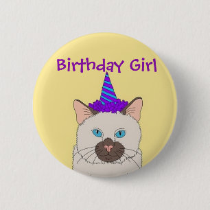 Badge Rond 5 Cm Fille d'anniversaire