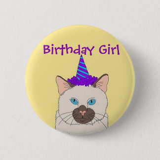 Badge Rond 5 Cm Fille d'anniversaire