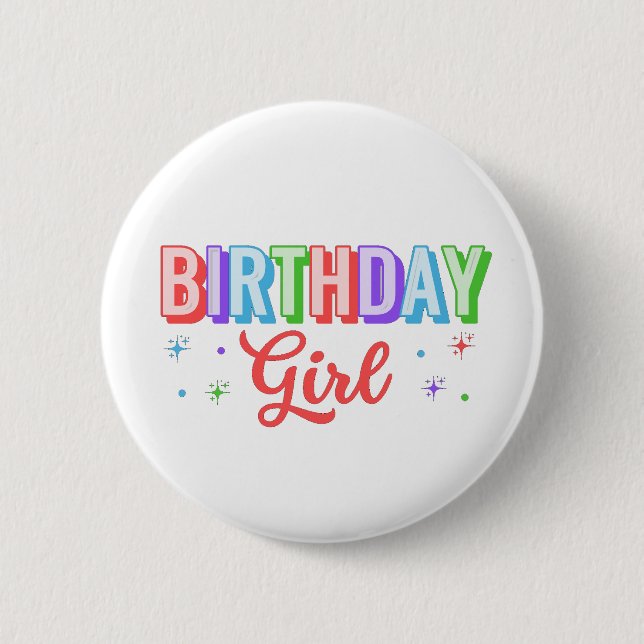 Badge Rond 5 Cm Fille d'anniversaire  (Devant)