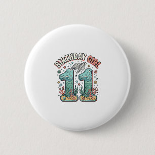 Badge Rond 5 Cm Fille d'anniversaire 11 Tortue de mer Conception d
