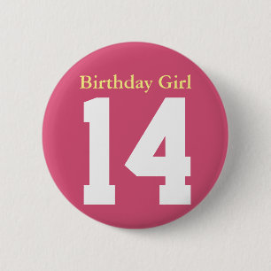Badge Rond 5 Cm Fille d'anniversaire 14