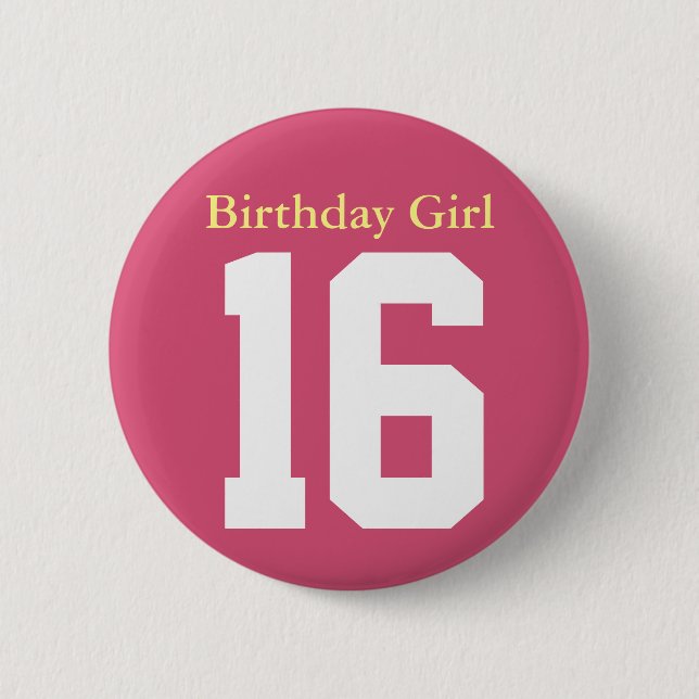 Badge Rond 5 Cm Fille d'anniversaire 16 (Devant)