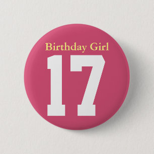 Badge Rond 5 Cm Fille d'anniversaire 17