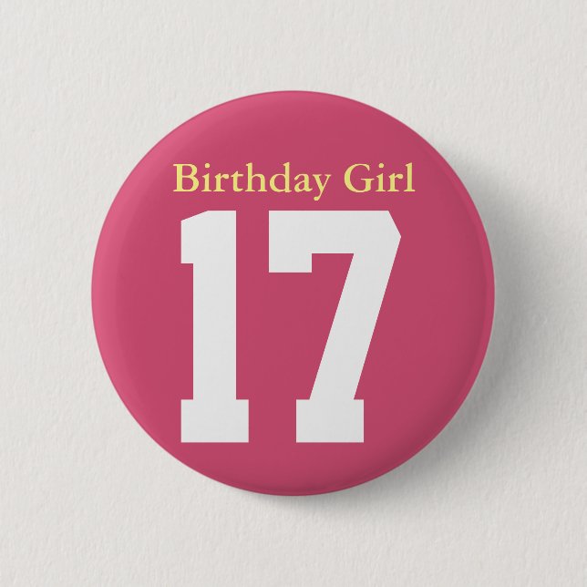 Badge Rond 5 Cm Fille d'anniversaire 17 (Devant)