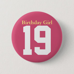 Badge Rond 5 Cm Fille d'anniversaire 19