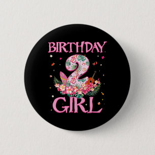 Badge Rond 5 Cm Fille d'anniversaire 2 ans Fleur d'été 2e annivers
