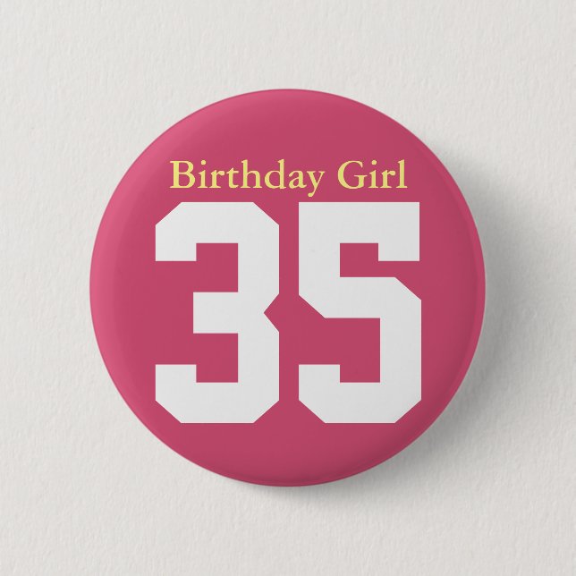 Badge Rond 5 Cm Fille d'anniversaire 35 (Devant)