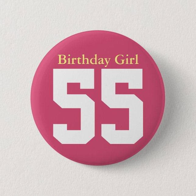Badge Rond 5 Cm Fille d'anniversaire 55 (Devant)