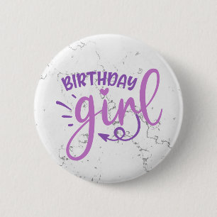 Badge Rond 5 Cm Fille d'anniversaire à la mode violette rose