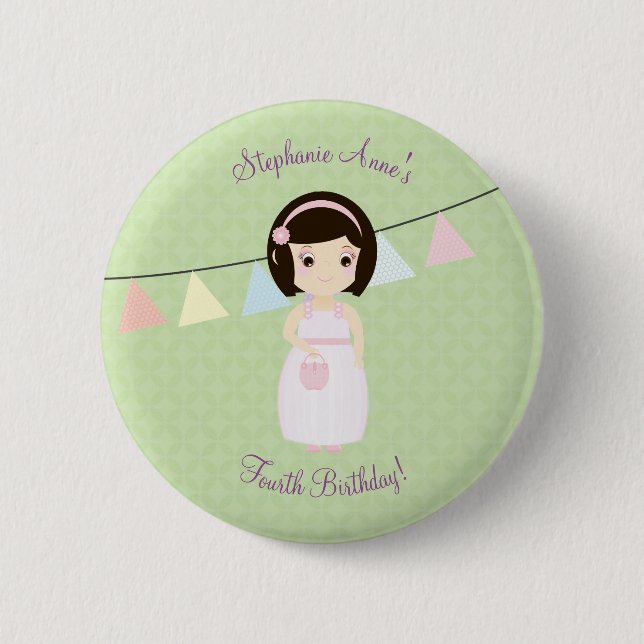 Badge Rond 5 Cm Fille d'anniversaire à la table cadeau (Devant)