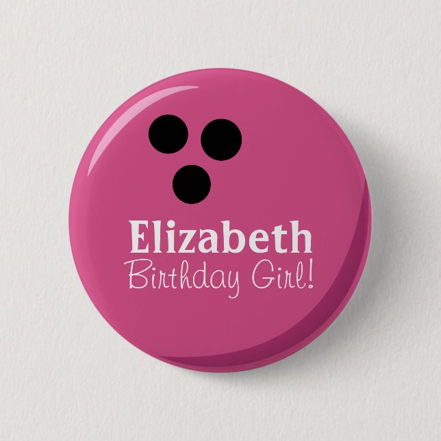 Badge Rond 5 Cm Fille d'anniversaire de la boule rose personnalisé (Devant)