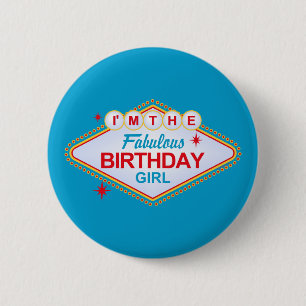 Badge Rond 5 Cm Fille d'anniversaire de Las Vegas