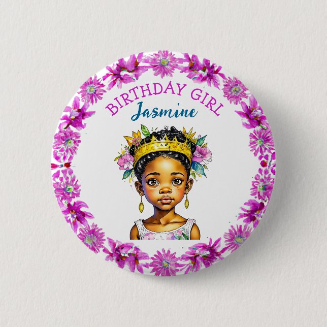 Badge Rond 5 Cm Fille d'anniversaire personnalisée Princesse de co (Devant)