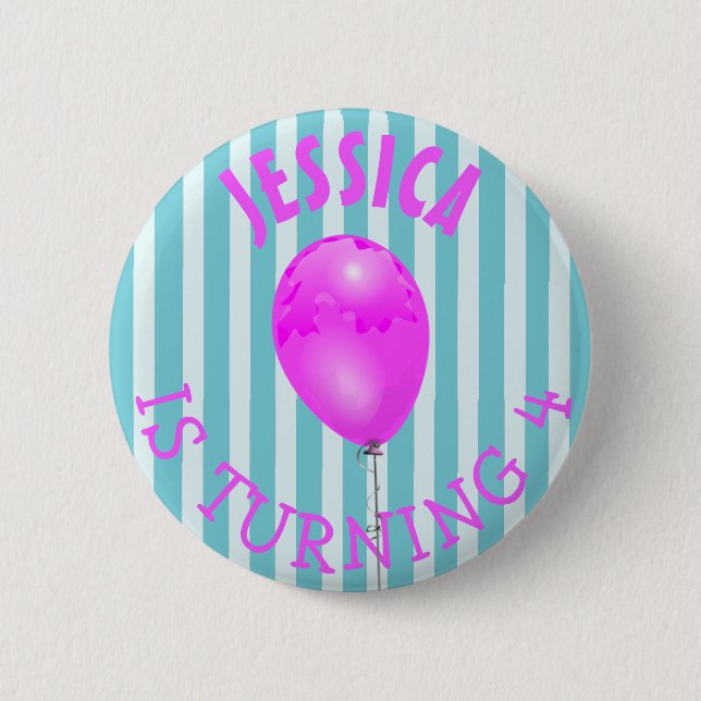 Badge Rond 5 Cm Fille d'anniversaire personnalisée Purple et bouto (Devant)