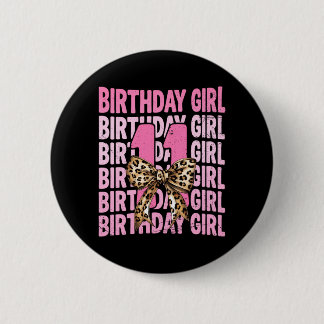 Badge Rond 5 Cm Fille de 11 ans anniversaire rose coquette léopard