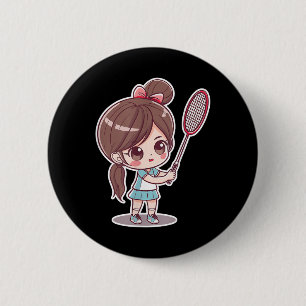 Badge Rond 5 Cm Fille de badminton Comic Style Jeu de volant pour