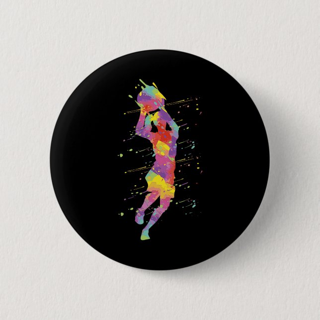 Badge Rond 5 Cm Fille de basket-ball 2 (Devant)