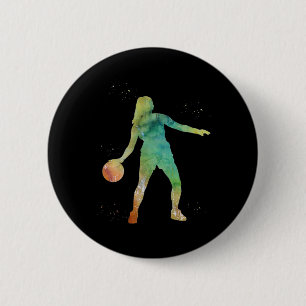 Badge Rond 5 Cm Fille De Basketball Jouant