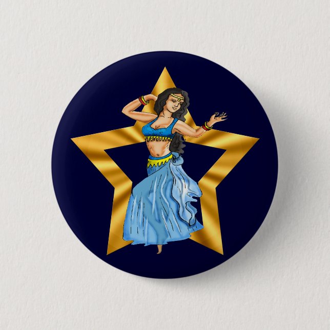 Badge Rond 5 Cm Fille de danse du ventre d'étoile (Devant)