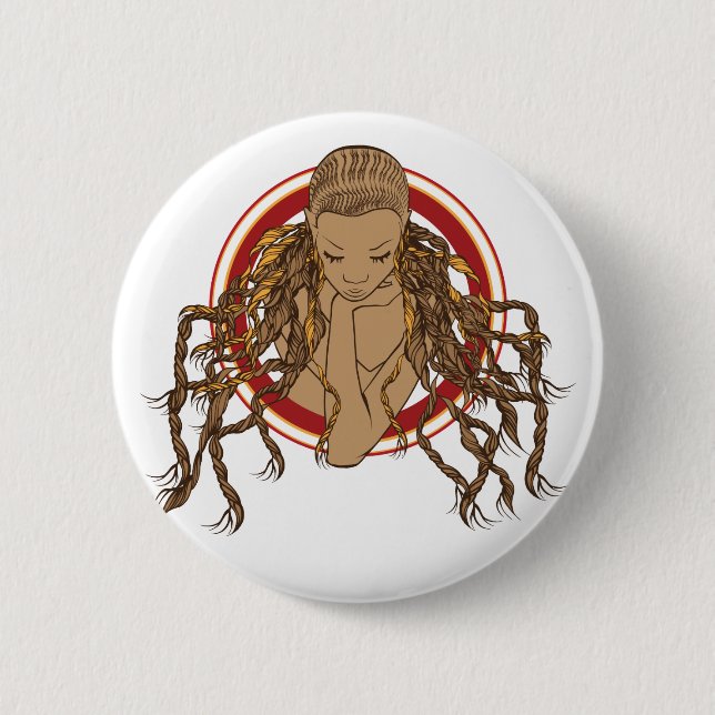 Badge Rond 5 Cm Fille de Dreadlock (Devant)