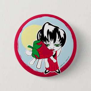 Badge Rond 5 Cm fille de fraise pour toujours