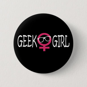 Badge Rond 5 Cm Fille de geek