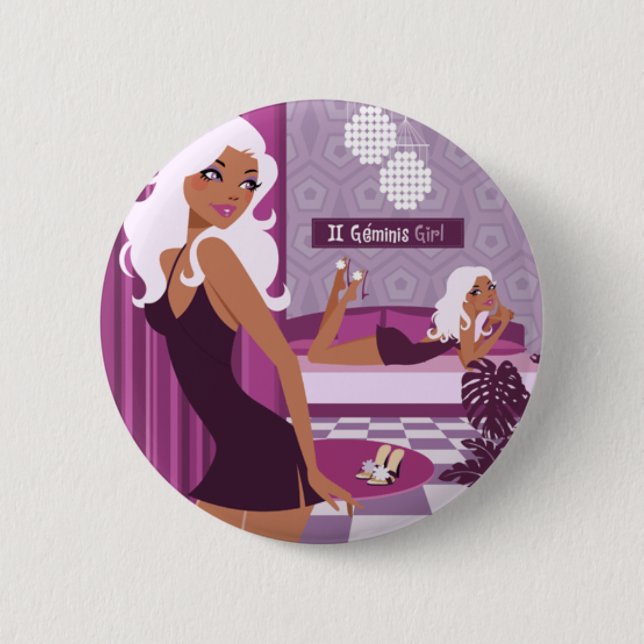Badge Rond 5 Cm Fille de Geminis (Devant)