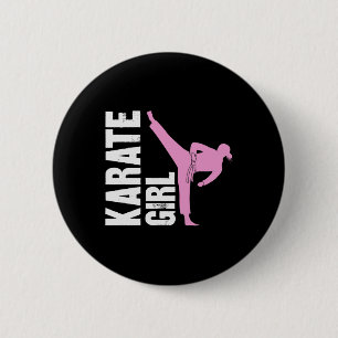 Badge Rond 5 Cm Fille de karaté Filles d'arts martiaux Autodéfense