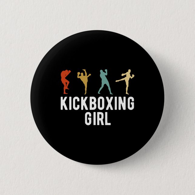 Badge Rond 5 Cm Fille de kickboxing Kickboxeuse  (Devant)