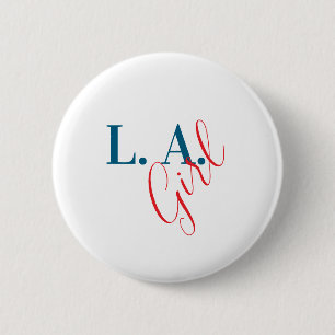 Badge Rond 5 Cm Fille de L. A. Los Angeles Moderne Minimaliste Sim