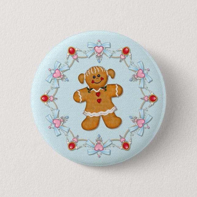 Badge Rond 5 Cm Fille de pain d'épices (Devant)